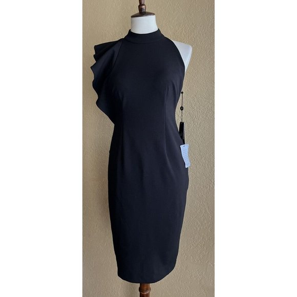 Adrianna Papell Dresses & Skirts - NWT Adrianna Papell Ruffle Crepe Halter Dress Black Women's Size 2 $149